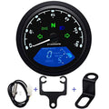 Digital Motorcycle Speedometer Gauge with Sensor & Bracket - LCD Tachometer\u002FOdometer, MPH\u002FKMH Speed Meter, 6-Speed Display, Fuel Gauge for 1\u002F2\u002F4 Cylinder, Compatible for 8\