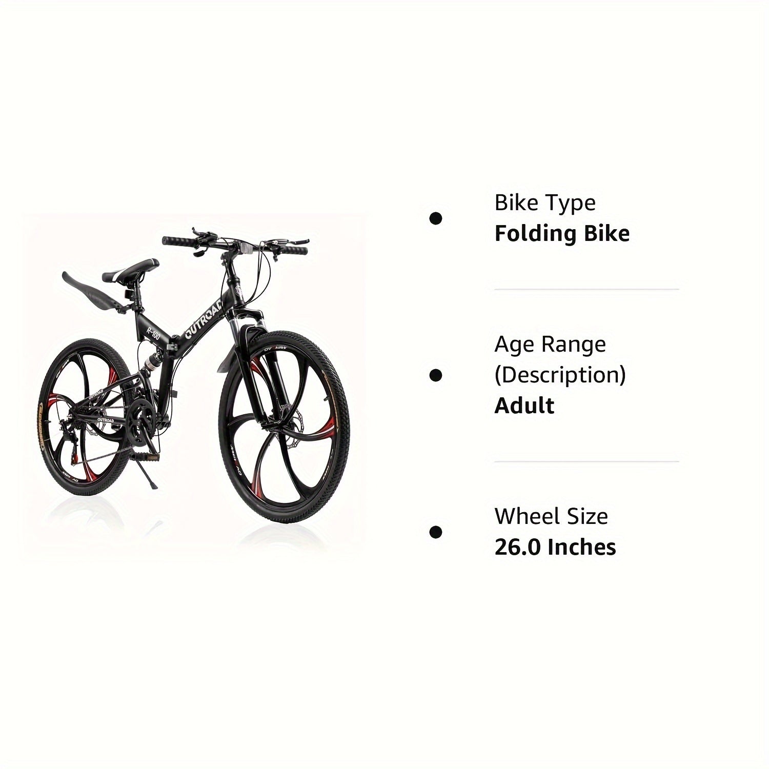 26 Inch Full-Suspension Folding Bike 26-Speed MTB with High-Carbon Steel Frame & Alloy Rims, Dual Disc Brakes & Foldable Design - Heavy-Duty Adult Folding Bicycle for Men\u002FWomen, Off-Road, Trail, Urban Commute ()