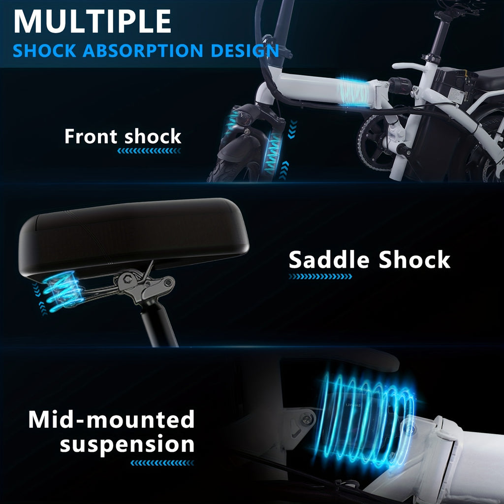 Fast Speed Folding Electric Bike Folding Electric Bike - Powerful Motor, Fast Speed, 14-inch Tires, Commuter-friendly, Light Weight, Long-lasting Battery