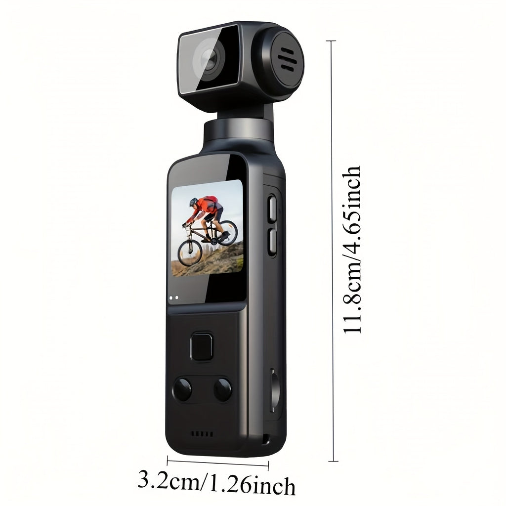 4K, Portable 4K HD Video Recording Camera - Portable, Rechargeable, Vlogging Camera, 4k Handheld Stabilizer Pocket Action Camera Gimbales | 4k Handheld Stabilizer | Magnet | 270° Viewing Angle, Body Camera, US Effect, USB Charging 270° Swivel, 1.33 \