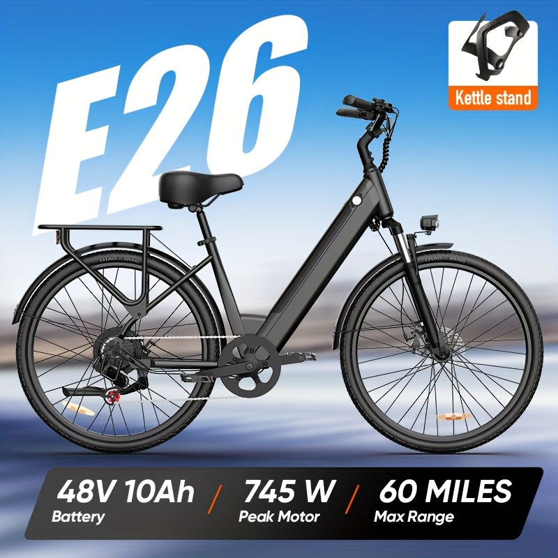 E26 Electric Bike - 745w Peak Power Monster! 60-mile Max Range with 48V 7.5Ah\u002F10.4ah Lithium Battery - 26\