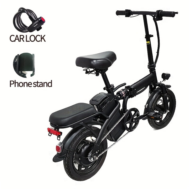 14-inch Lightweight Folding Electric Bicycle, 330 Pound Load-bearing Capacity, 20 Mph, 18-28mile Range, 48V Lithium Battery, Front Headlight & Disc Brake, Alloy Steel Frame, City Commuting, Sturdy Structure, , Clearance Sale, Suitable For Gifting