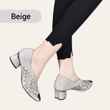 💥HOT SALE 50% OFF✨Hollow mesh sandals with rhinestone and chunky heel