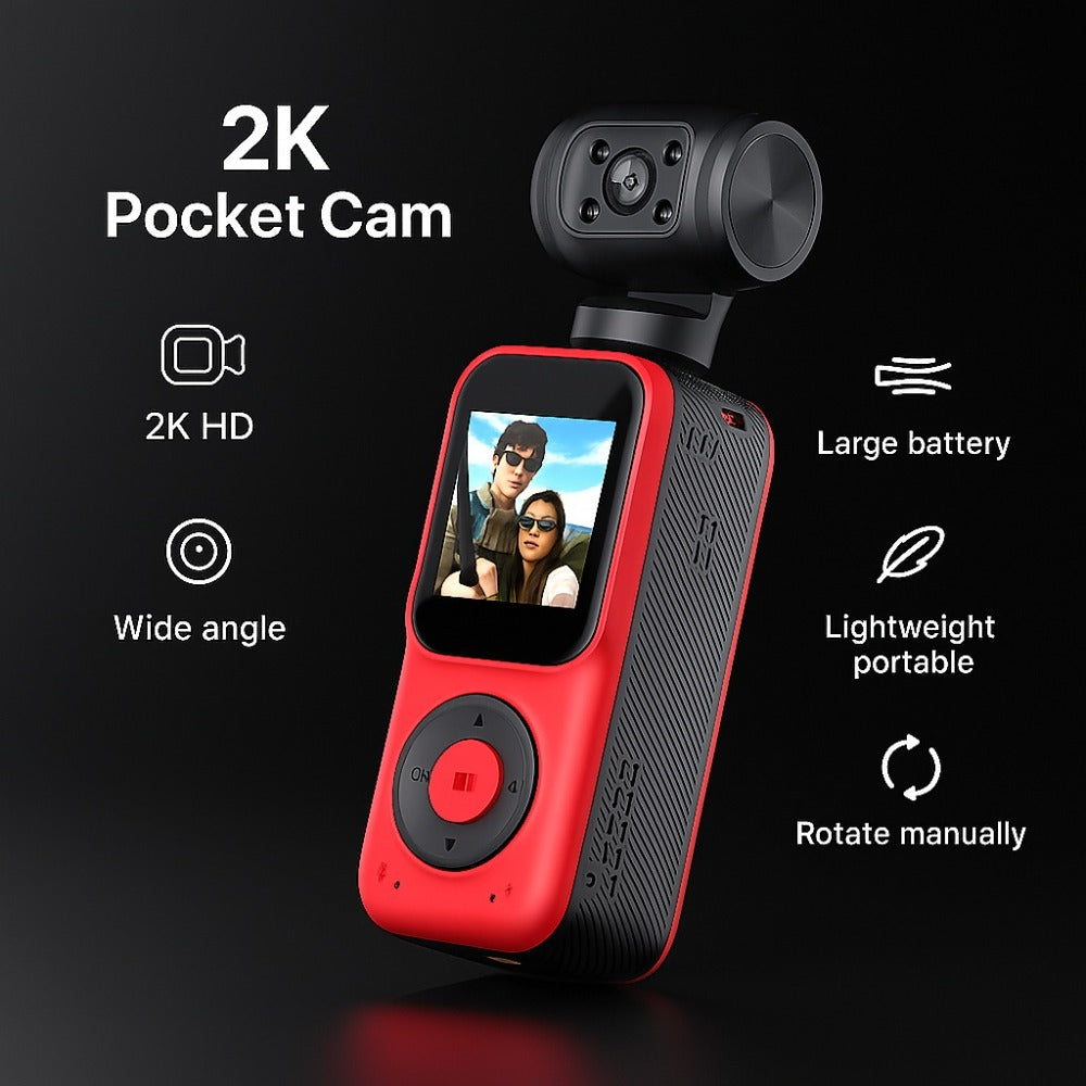 2025 New 2K Handheld Stabilizer Pocket Action Camera Gimbal with 270° Rotation, 1.3\