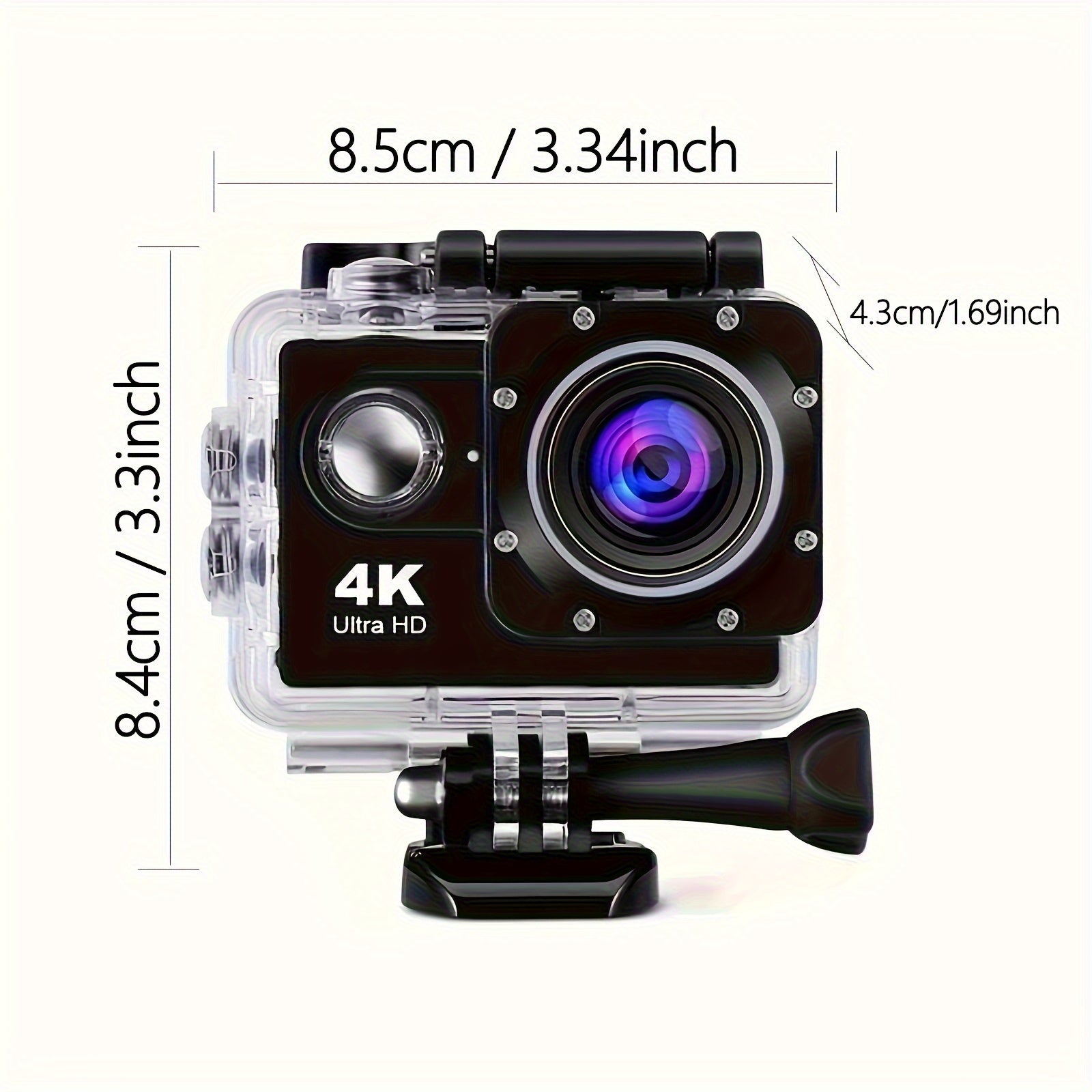 Ourlife 4K Ultra High Definition Action Camera -170 ° Ultra Wide Angle, with 32GB Card, Clear 2-Inch Display Screen, Equipped with Convenient Accessories, Suitable for Skiing, Mountaineering, Outdoor Sports And Gift Giving