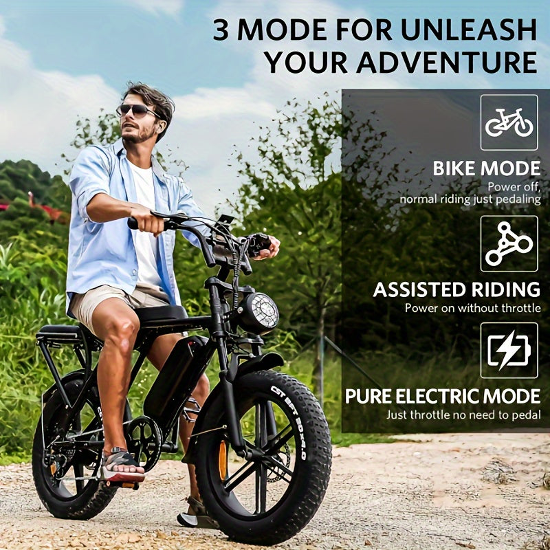 OUXI Electric Bike, V8 Electric Mountain Bike With 500W Motor 48V 15Ah Removable Larger Battery 19mph 20\