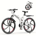 26 Inch Full-Suspension Folding Bike 26-Speed MTB with High-Carbon Steel Frame & Alloy Rims, Dual Disc Brakes & Foldable Design - Heavy-Duty Adult Folding Bicycle for Men\u002FWomen, Off-Road, Trail, Urban Commute ()