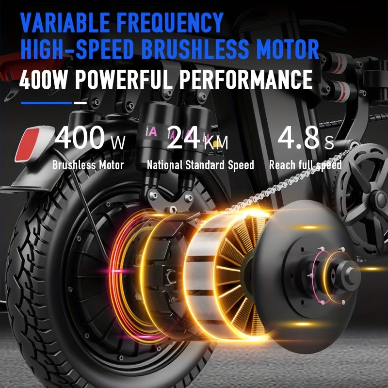 Foldable E-Bike 20MPH Foldable Adult Electric Bike | 20MPH Commuter E-Bike with Removable Battery