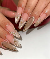 Champagne Cat Eye Pearl Press On Nails