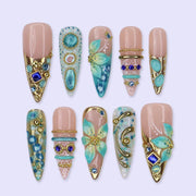 Aqua Gem Oceanic Luxury Press On Nails