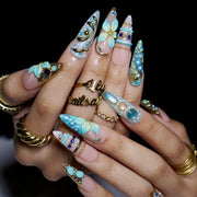 Aqua Gem Oceanic Luxury Press On Nails