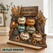 "Grandma's Pumpkin Patch" Custom Wooden Plaque - Personalized Western Leopard Pumpkin Decor Gift for Her