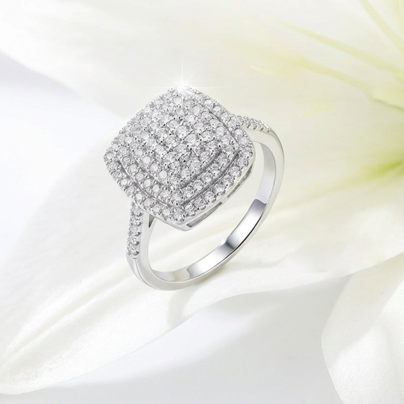 💖LAST DAY SALE 50% OFF!!✨Brilliant Double Halo Square Ring for Women